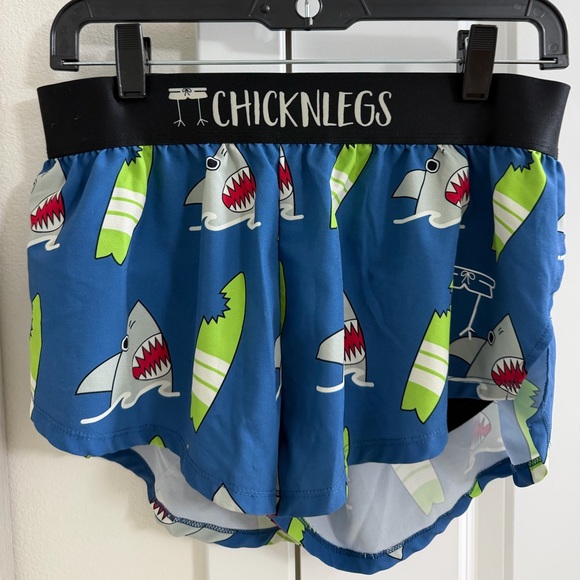 Chicknlegs Pants - ChicknLegs Shark Print Blue Shorts